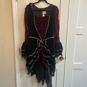 Victorian Vampiress Velvet Gothic Dress with Lace Trim